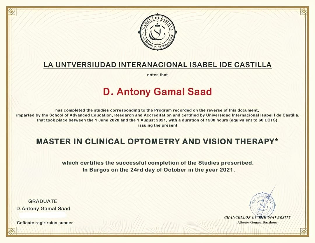 Master in Clinical Optometry & Vision Therapy
